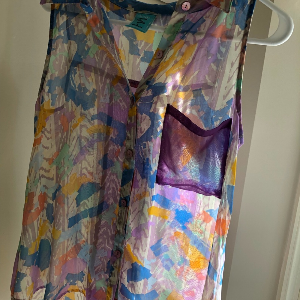 Retro button up tank top - Picture 2 of 3